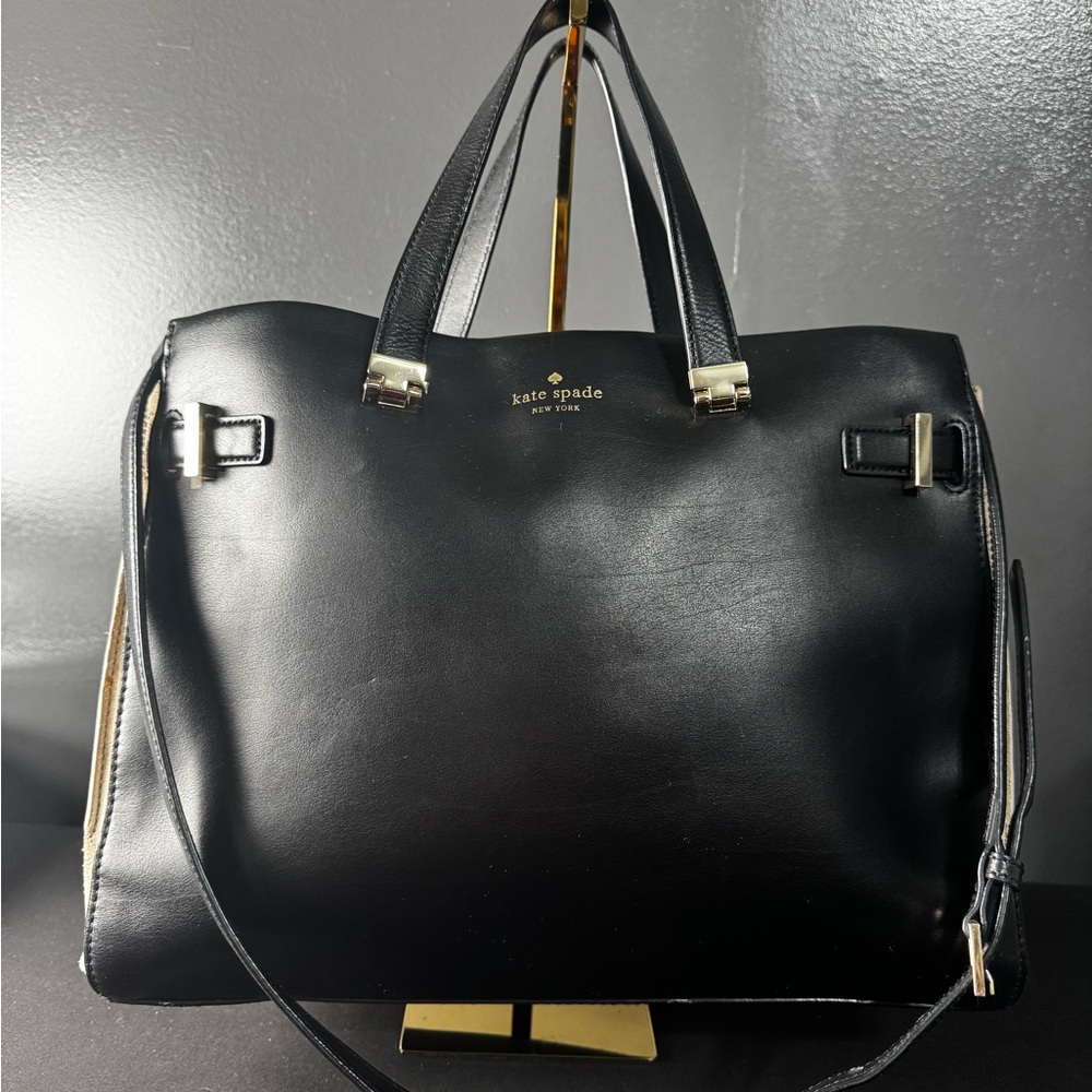 Kate Spade Parker Street Aisley Tote in Black and Beige Leather